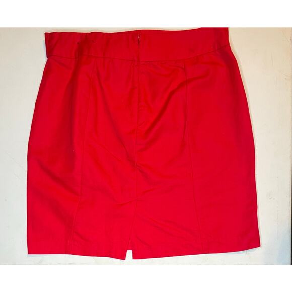 Banana Republic Red Linen Cotton Skirt Women’s Sz 14 Pencil Tie Waist office - Picture 8 of 10